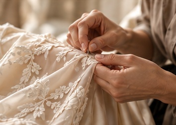 Hand-finished floral lace